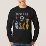 T-shirt Now I le 9e anniversaire du Birthday<br><div class="desc">Joyeux 9e anniversaire. Funny and lovely Kids Birthday design with a cute Elephant,  two ferrets and a girafe celebrating your birthday at the zoo.</div>