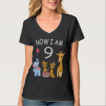 T-shirt Now I le 9e anniversaire du Birthday<br><div class="desc">Joyeux 9e anniversaire. Funny and lovely Kids Birthday design with a cute Elephant,  two ferrets and a girafe celebrating your birthday at the zoo.</div>