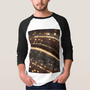 T-shirt Noyer foncé Grain en bois avec des rivières en or
