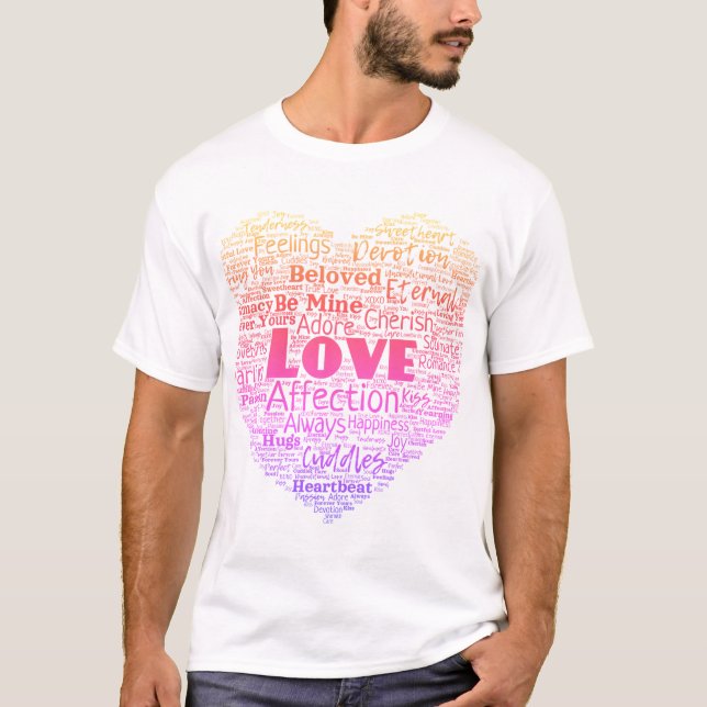 T-shirt Nuage de mots d'amour (Devant)