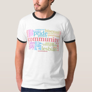 T-shirt Nuage de mots de la communauté arc-en-ciel LGBTQ+ 