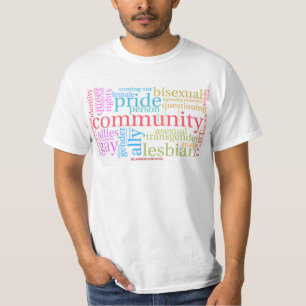 T-shirt Nuage de mots de la communauté arc-en-ciel LGBTQ+ 
