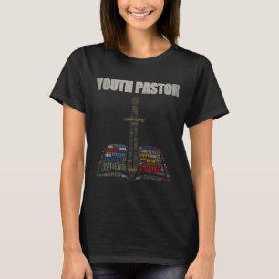 T-shirt Nuage de mots du ministre chrétien Jeune pasteur a