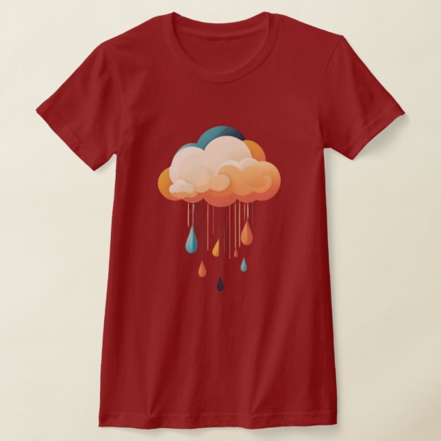 T-shirt Nuage de pluie gai avec gouttes de pluie (Poser)