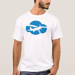 T-shirt Nuage et avion bleus d'aviation