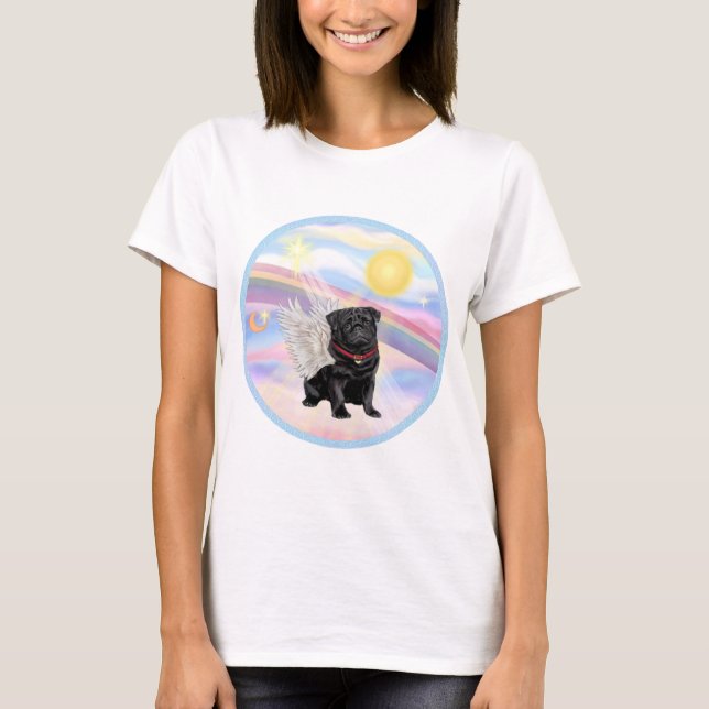 T-shirt Nuages - Ange Pug Noir (Devant)