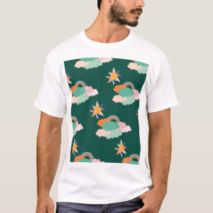 T-shirt Nuages colorés Rainbows Motif sans couture