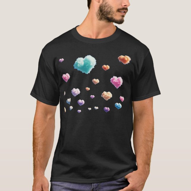 T-shirt Nuages de coeur colorés (Devant)