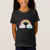 Nuages de couples de Kawaii avec l'arc-en-ciel