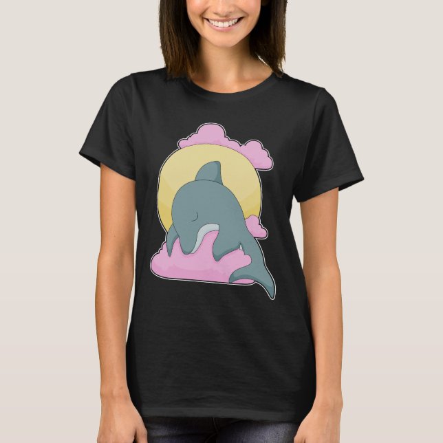 T-shirt Nuages de dauphin lune (Devant)