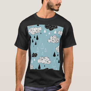 T-shirt Nuages géométriques et pluie, motif sans soudure.