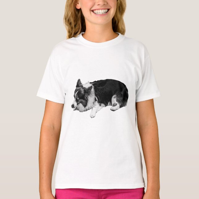 T-shirt nuance de fourrure douce, corgi (Devant)