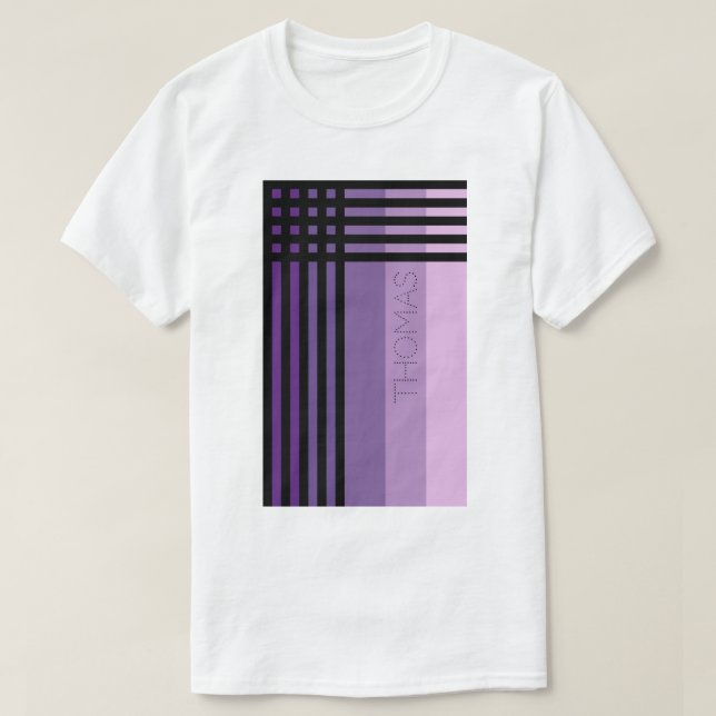 T-shirt Nuances De Violet Et Bandes Noires Nom Personnalis (Design devant)