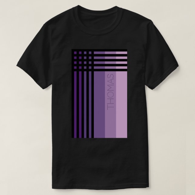 T-shirt Nuances De Violet Et Bandes Noires Nom Personnalis (Design devant)