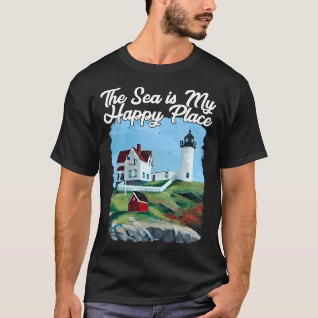 T-shirt Nubble Lighthouse Maine Phare Peinture Été (Devant)