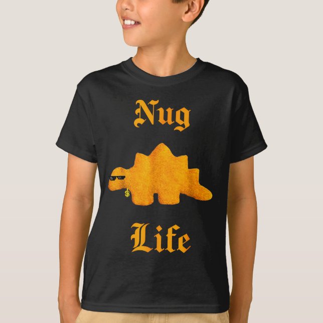 T-shirt Nug Life Dinosaur Chicken Nugget Funny Retro  (Devant)