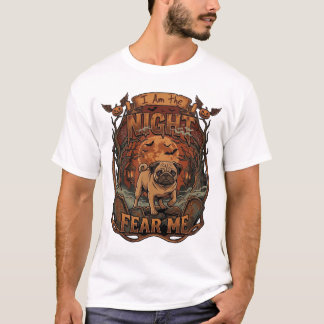T-shirt Nuit Américaine Peur Moi Pug Halloween Lune