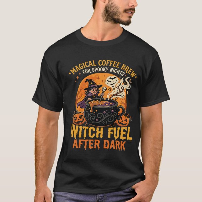 T-shirt Nuit de café de sorcière d'Halloween (Devant)