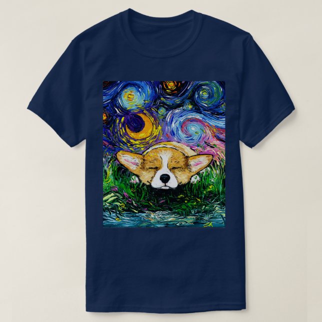 T-shirt Nuit de Corgi endormie (Design devant)