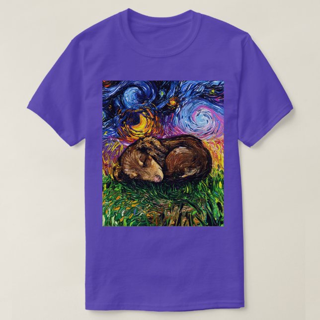 T-shirt Nuit de la tasse Dachshund Sleepy (Design devant)