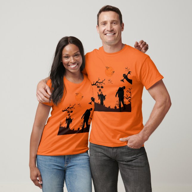 T-shirt Nuit d'Halloween ensorcelante orange (Unisexe)