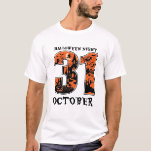 T-shirt Nuit d'Halloween Maison Hantée d'Octobre Sorcière