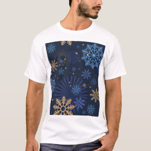 T-shirt Nuit d'hiver : Blue Snowflake Motif.