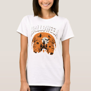 T-shirt Nuit d'Horreur d'Halloween Château Hanté Vintage