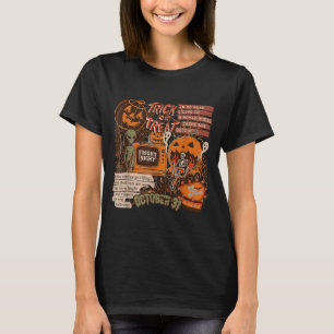 T-shirt Nuit effrayante Halloween squelettes aliens citrou