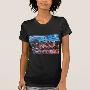 T-shirt Nuit étoilée au-dessus de canal d'Amsterdam