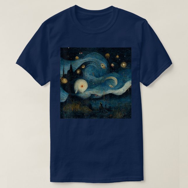 T-shirt Nuit étoilée avec Hieronymus Bosch (Design devant)