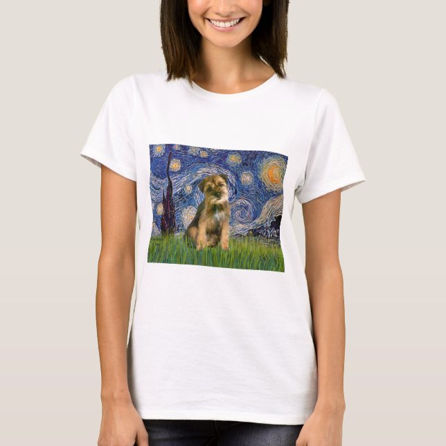 T-shirt Nuit étoilée - Border Terrier #1 (Devant)