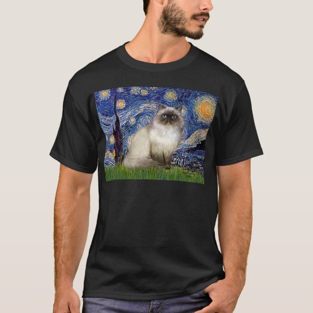 T-shirt Nuit étoilée - Chat himalayen 7 (Devant)