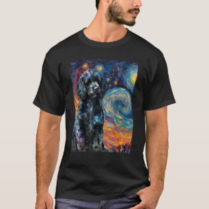 T-shirt Nuit étoilée de caniche noire - Amoureux des chien