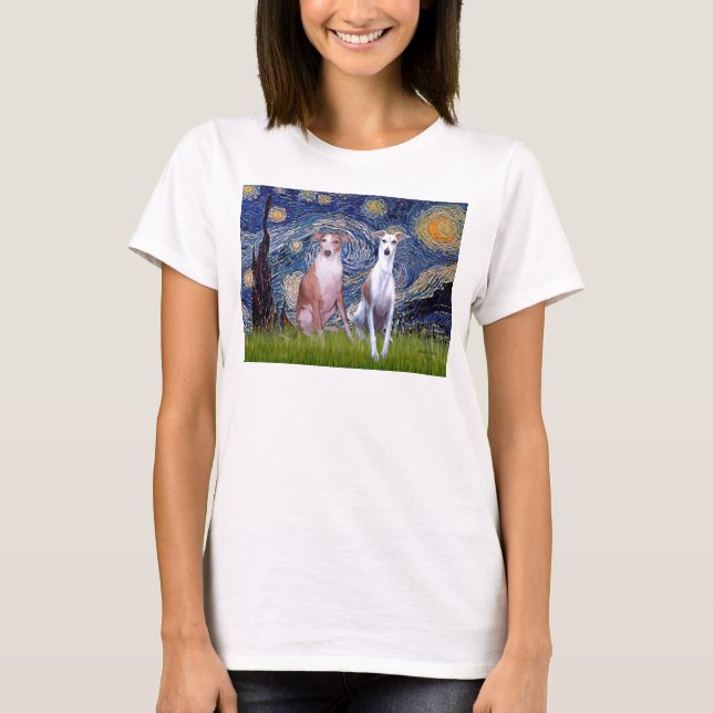 T-shirt Nuit étoilée - Deux hippets (Devant)