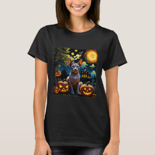 T-shirt Nuit étoilée éffrayante Halloween Sphynx
