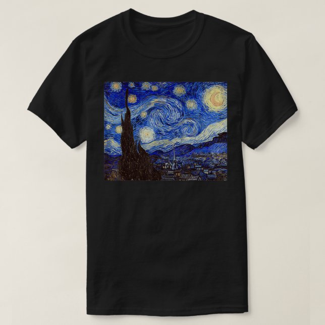 T-shirt Nuit étoilée par Vincent van Gogh Célèbre Art Pain (Design devant)