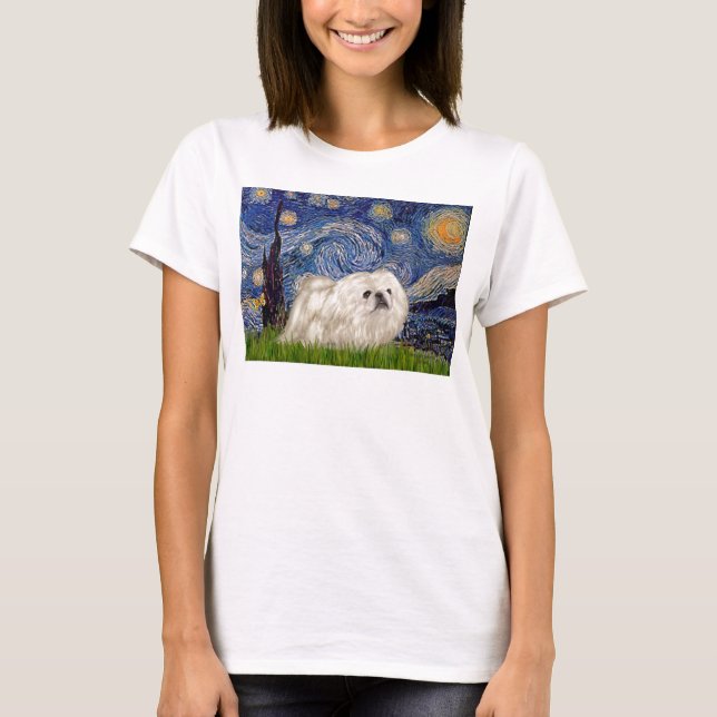 T-shirt Nuit étoilée - Pékinese blanc 4 (Devant)