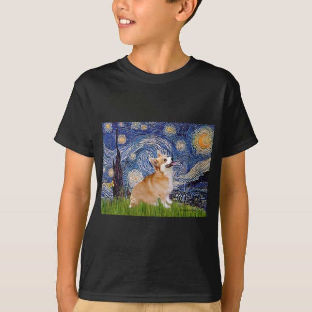 T-shirt Nuit étoilée - Pembroke Welsh Corgi 7b (Devant)