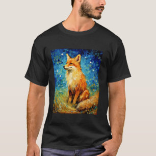T-shirt Nuit étoilée surréelle esthétique Fox long manches