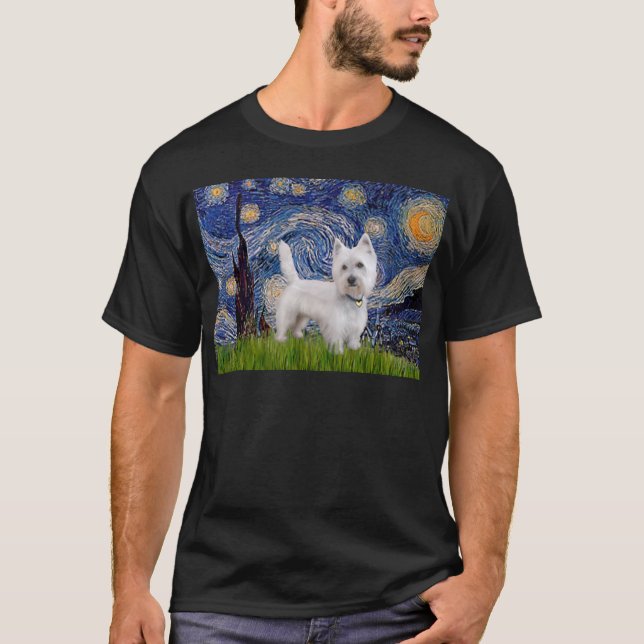 T-shirt Nuit étoilée - Westie 10 (L) (Devant)