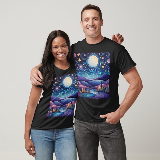 T-shirt Nuit lunaire Big Moon Paysage (Unisexe)