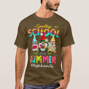 T-shirt Nuit Senior Gnome Goodbye School Bonjour été
