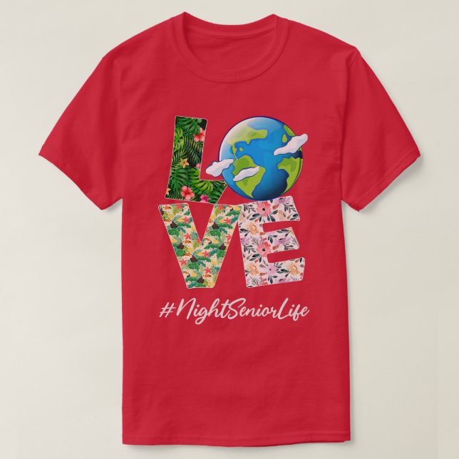 T-shirt Nuit Senior Love World Jour des terres 52e Anniver (Design devant)