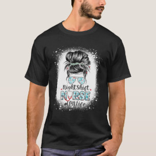 T-shirt Nuit Shift Infirmière LPN Vie Messy Bun Stethoscop