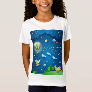 T-Shirt Nuit surréaliste avec ballons et onde d'étoiles po