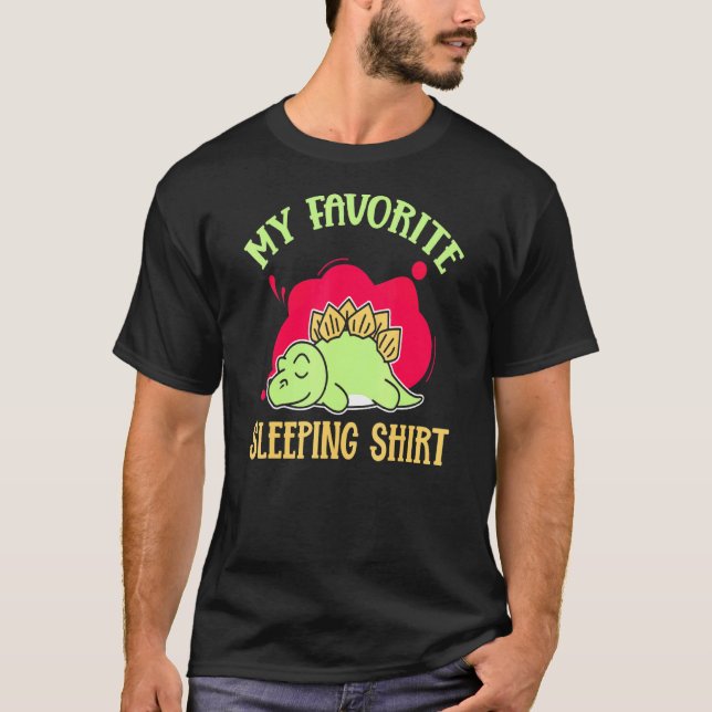 T-shirt Nuit Tard Nap Sleepy Fatigué Dino Sleeping Animal (Devant)