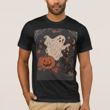 Nuit vintage d'Halloween avec citrouille et fantôm