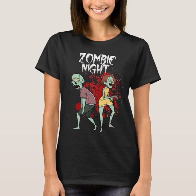 T-shirt Nuit Zombie d'Halloween (Devant)