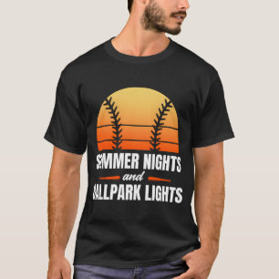 T-shirt Nuits D'Été Et Lumières Du Ballpark Jour De Baseba